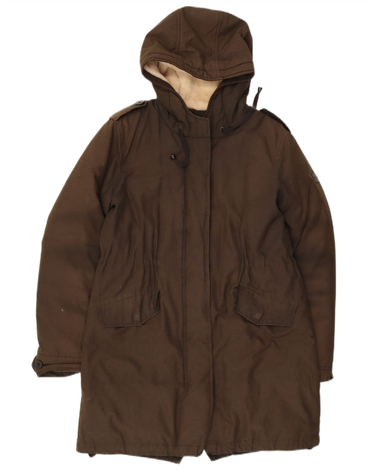 WRANGLER Parka con capucha para mujer UK 14 Medium Khaki Cotton