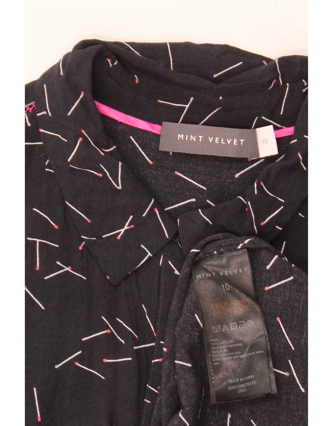 MINT VELVET Camisa extragrande con estampado abstracto para mujer UK 10 Small Azul marino