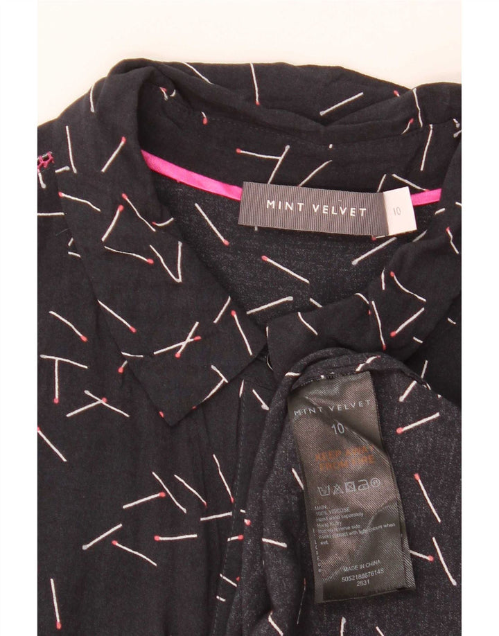 MINT VELVET Camisa extragrande con estampado abstracto para mujer UK 10 Small Azul marino