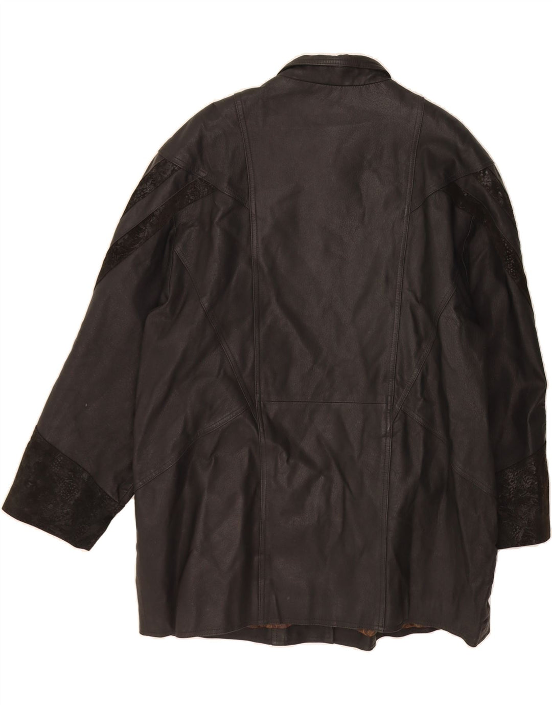 VINTAGE Womens Loose Fit Leather Coat IT 48 XL Black Leather Vintage Vintage and Second-Hand Vintage from Messina Hembry 