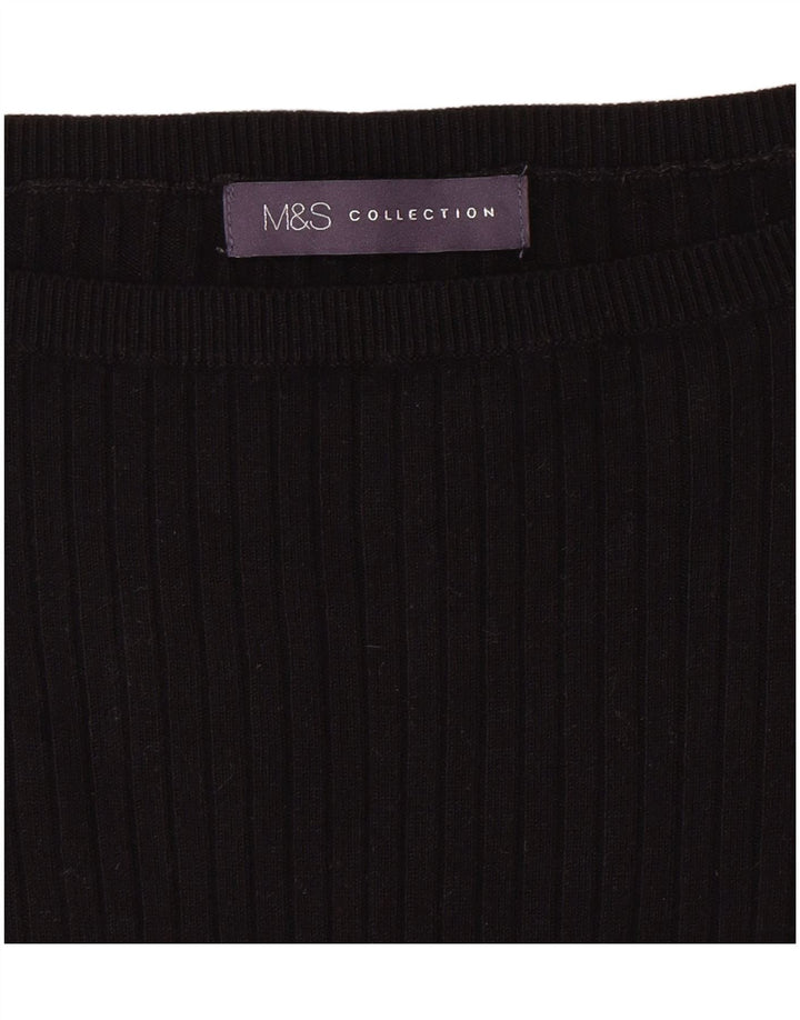 MARKS & SPENCER Suéter tipo jersey con cuello barco para mujer UK 6 XS Negro