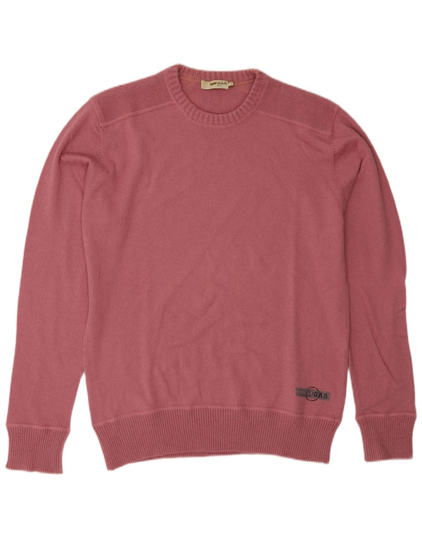 Gas Mens Crew Neck Jumper Sweater Large Pink Wool