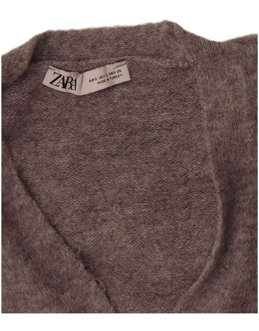 Zara Mujer Crop Cardigan Suéter UK 8 Small Gris
