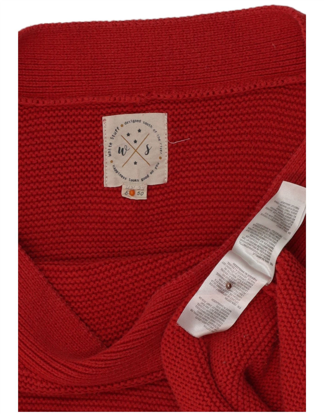 WHITE STUFF Jersey con cuello barco para mujer UK 22 3XL Algodón rojo