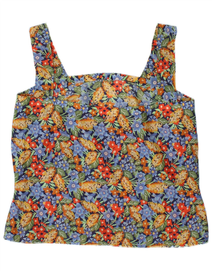 Vintage mujer Cami Top Reino Unido 10 pequeño multicolor floral