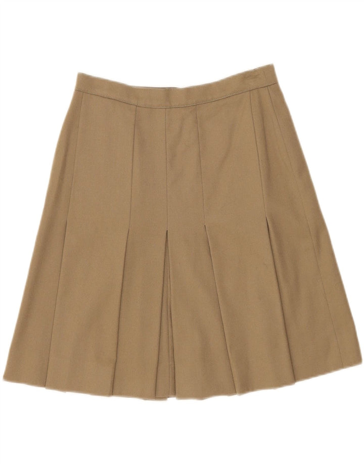 Falda Plisada Vintage Para Mujer W26 Pequeña Caqui