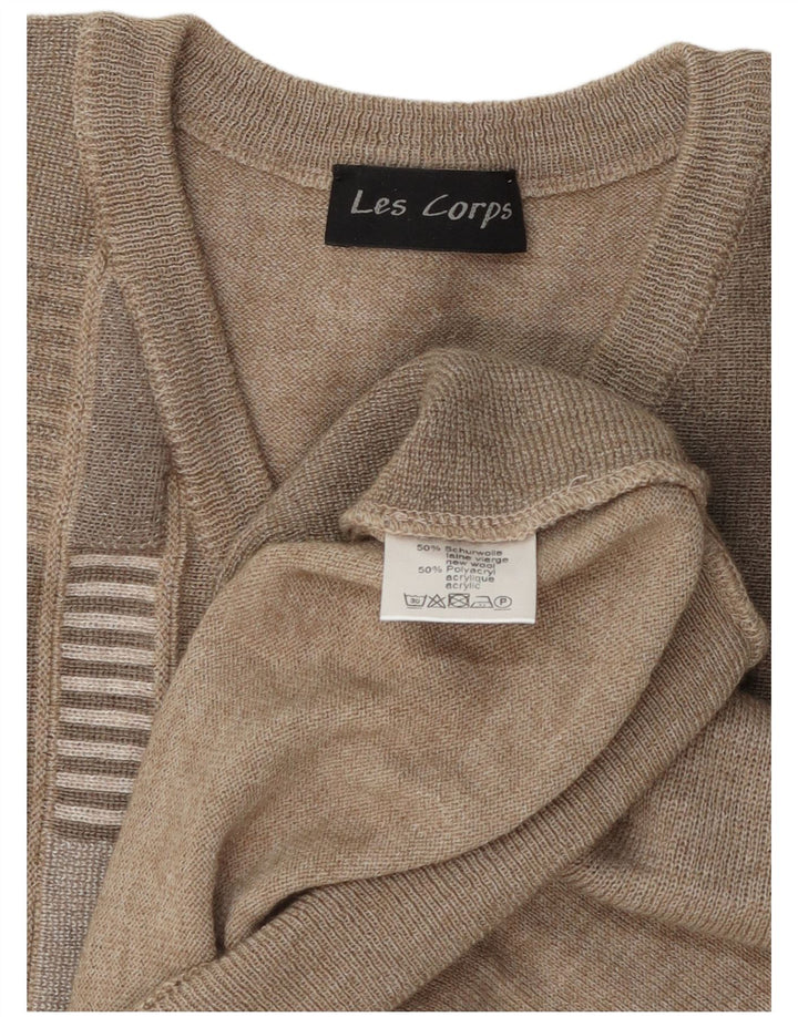Jersey Les Corps Hombre Con Cuello En V De Lana A Rayas Beige Medio