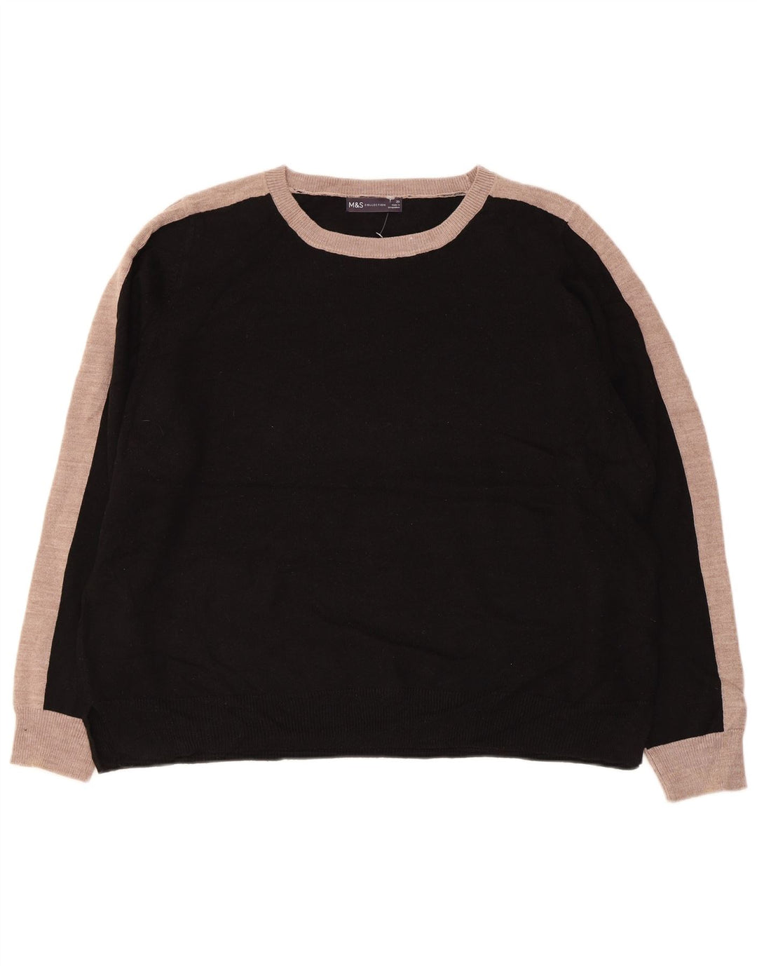 MARKS & SPENCER Suéter tipo jersey con cuello barco para mujer UK 20 2XL Negro