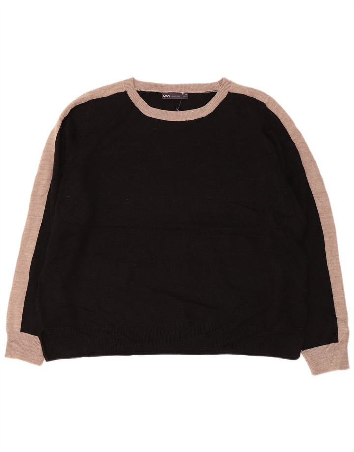 MARKS & SPENCER Suéter tipo jersey con cuello barco para mujer UK 20 2XL Negro