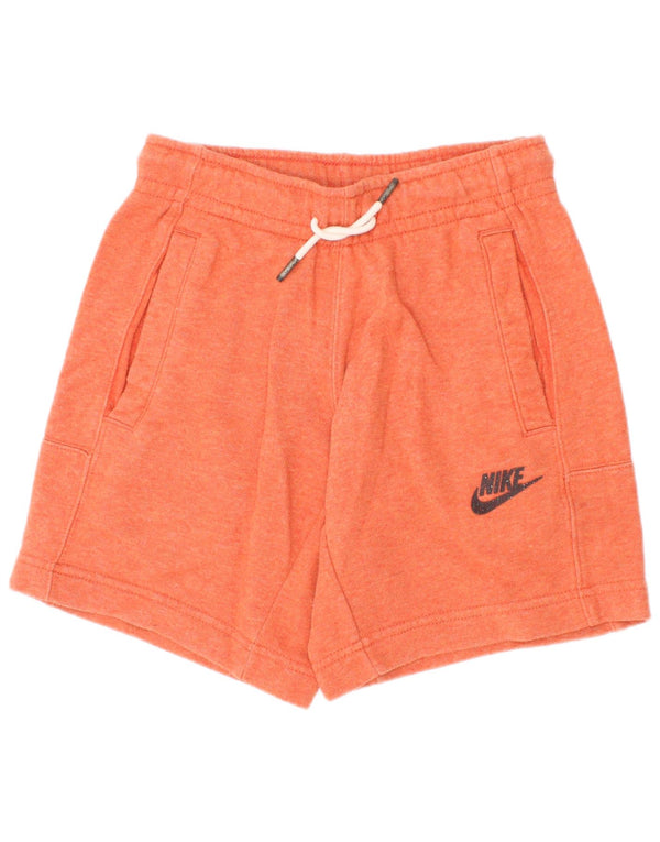 Nike Pantalones cortos deportivos de ajuste estándar para niños de 8 a 9 años, talla pequeña, algodón naranja