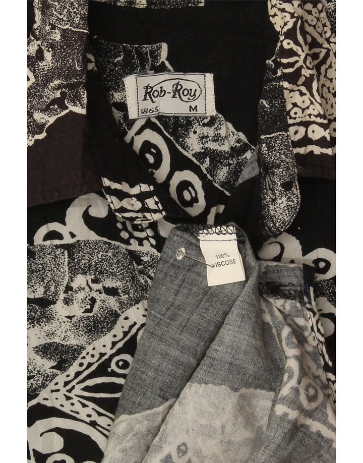 Camisa Rob Roy Hombre Manga Corta Viscosa Patchwork Negra Mediana