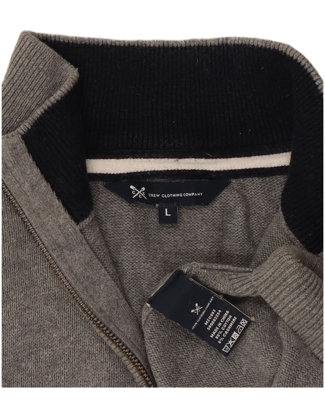 Crew Clothing - Jersey con cuello y cremallera para hombre, talla grande, algodón gris
