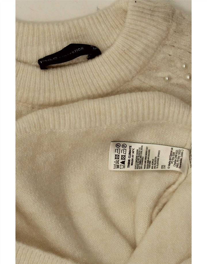 Marks & Spencer Suéter de cuello redondo para mujer UK 10 Small Off White