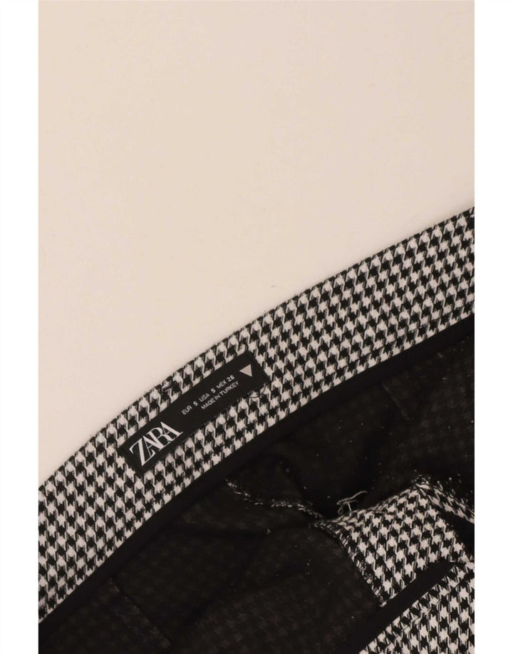 Zara Mujer Pantalones Cortos Chinos Pequeños W26 Pata De Gallo Negro