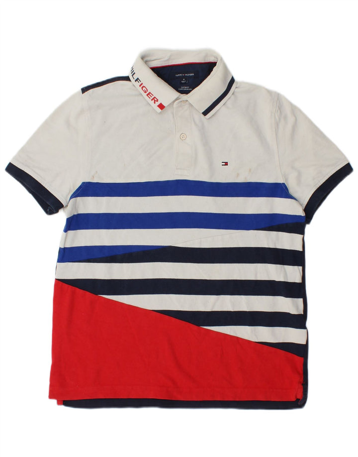 Tommy Hilfiger Polo gráfico para hombre con rayas multicolor medianas