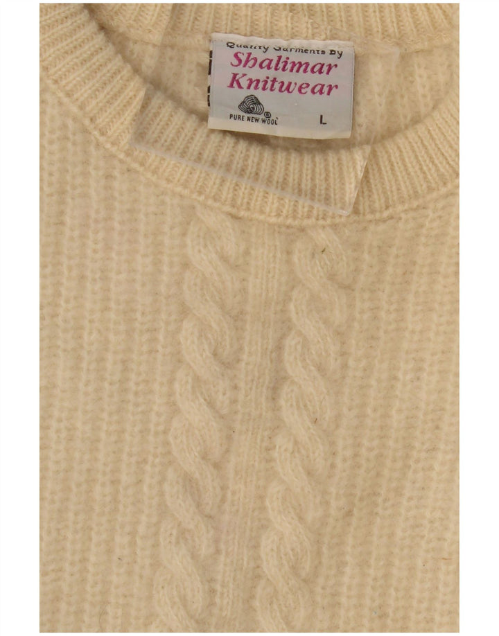 VINTAGE Hombres Crew Neck Jumper Suéter Grande Beige Nueva Lana