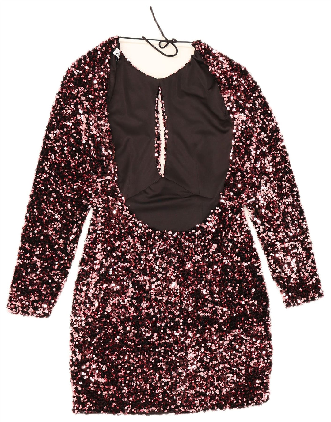 Zara Vestido tubo de manga larga para mujer UK 8 Small Poliéster rosa