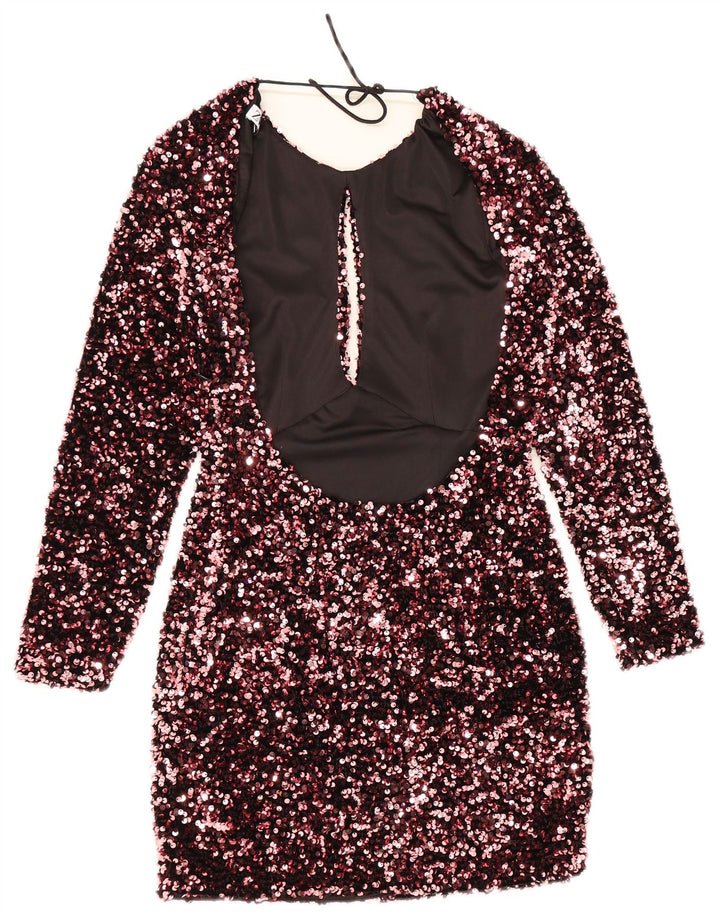 Zara Vestido tubo de manga larga para mujer UK 8 Small Poliéster rosa