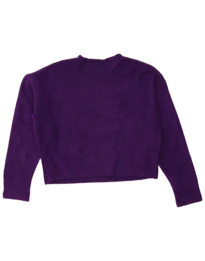 Zara - Jersey corto con cuello redondo para mujer, talla 40, color morado mediano