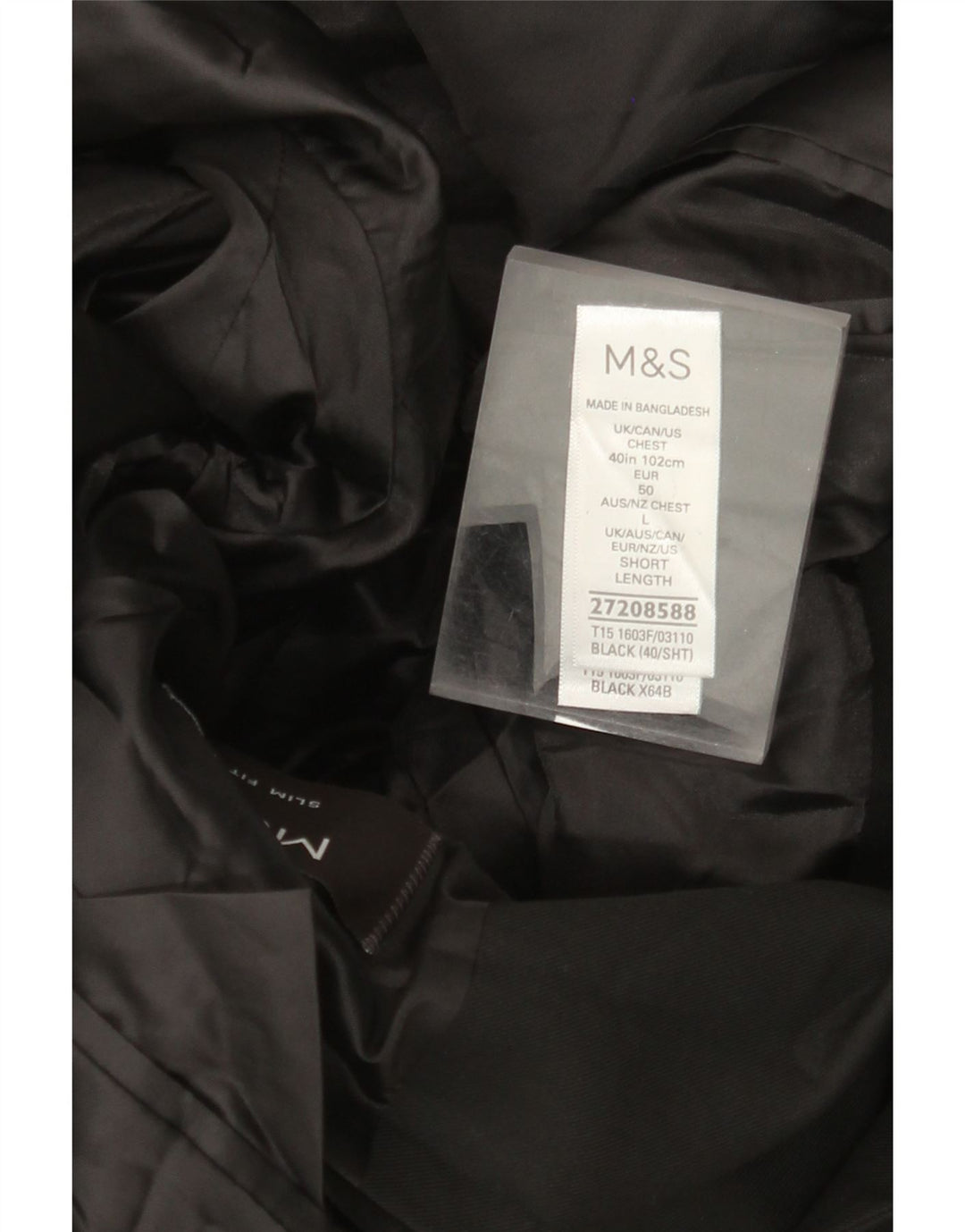 MARKS & SPENCER Chaqueta tipo blazer de 2 botones para hombre UK 40 Grande Poliéster negro