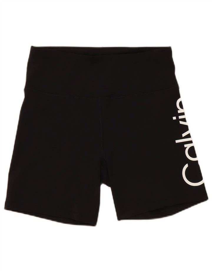 Calvin Klein Pantalones cortos deportivos gráficos para mujer UK 12 Mediano Poliéster negro
