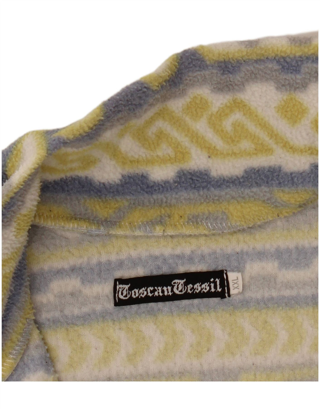 Vintage mujer chaqueta polar Reino Unido 20 2XL amarillo geométrico