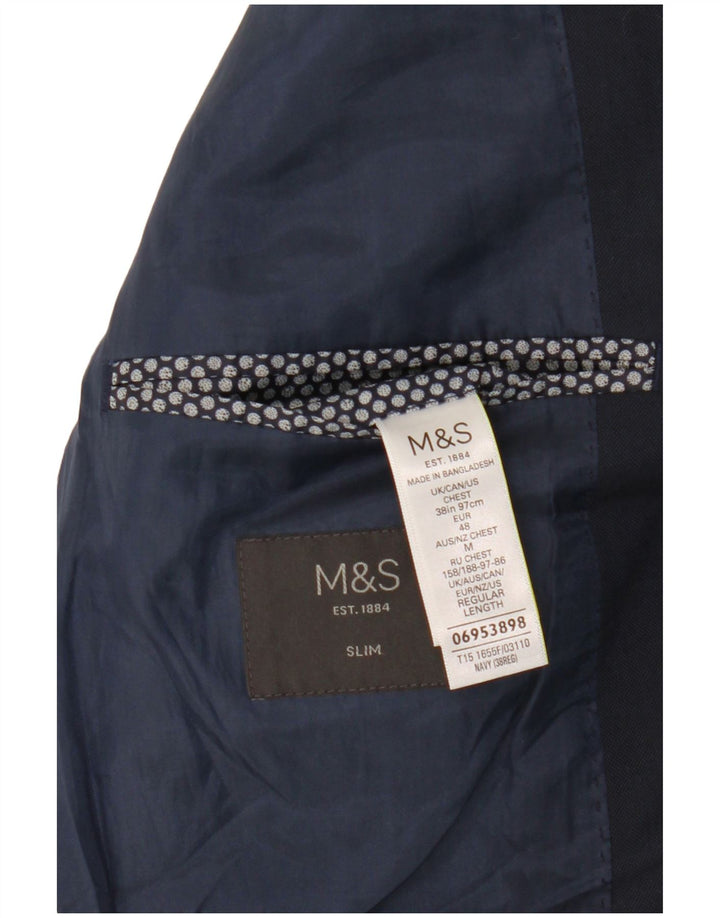 Marks & Spencer Chaqueta tipo blazer entallada con 2 botones para hombre UK 38 Medium Azul marino