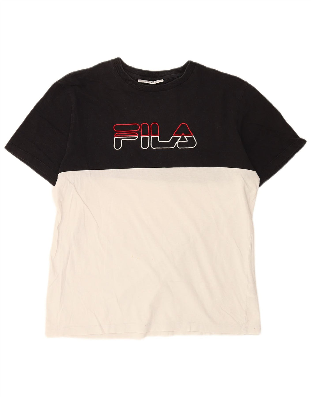 Fila Camiseta gráfica para hombre Top Medium Black Colourblock Cotton