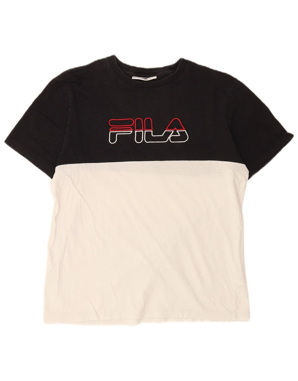 Fila Camiseta gráfica para hombre Top Medium Black Colourblock Cotton