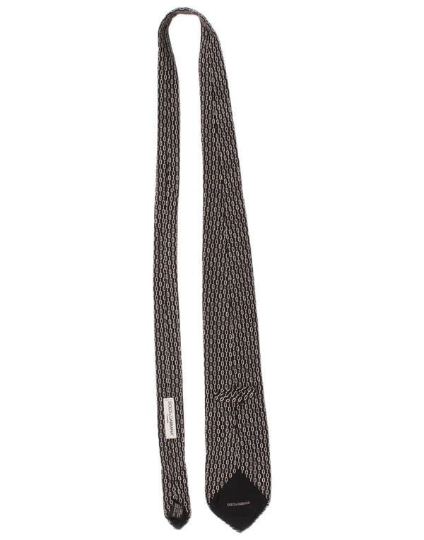 Dolce & Gabbana Corbata Para Hombre Talla Única Seda Geométrica Negra Clásica