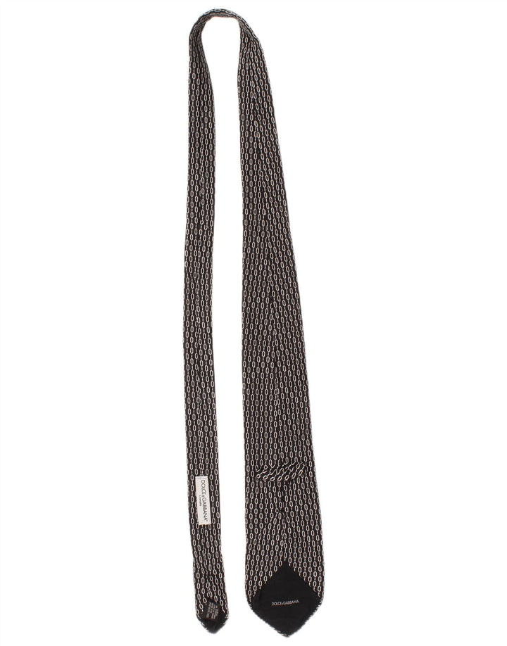Dolce & Gabbana Corbata Para Hombre Talla Única Seda Geométrica Negra Clásica