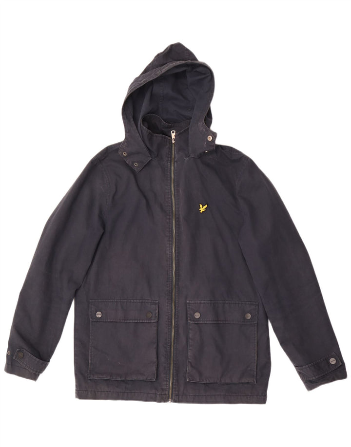 LYLE & SCOTT Chaqueta cortavientos con capucha para hombre UK 38 Medium Azul marino Algodón
