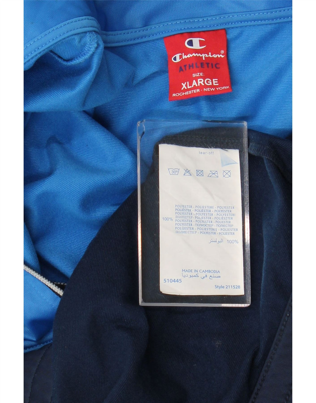 Champion Chaqueta de chándal para hombre XL Azul marino Colorblock Poliéster