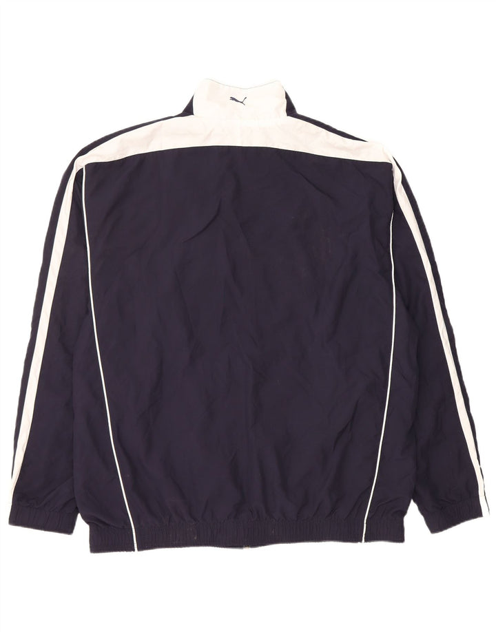 Puma Chaqueta de chándal para hombre, talla grande, poliéster con bloques de color azul marino