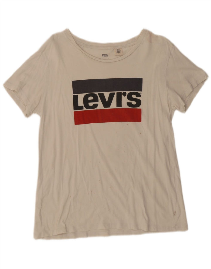 Levi's - Camiseta gráfica para mujer, talla 40, talla mediana, color blanco