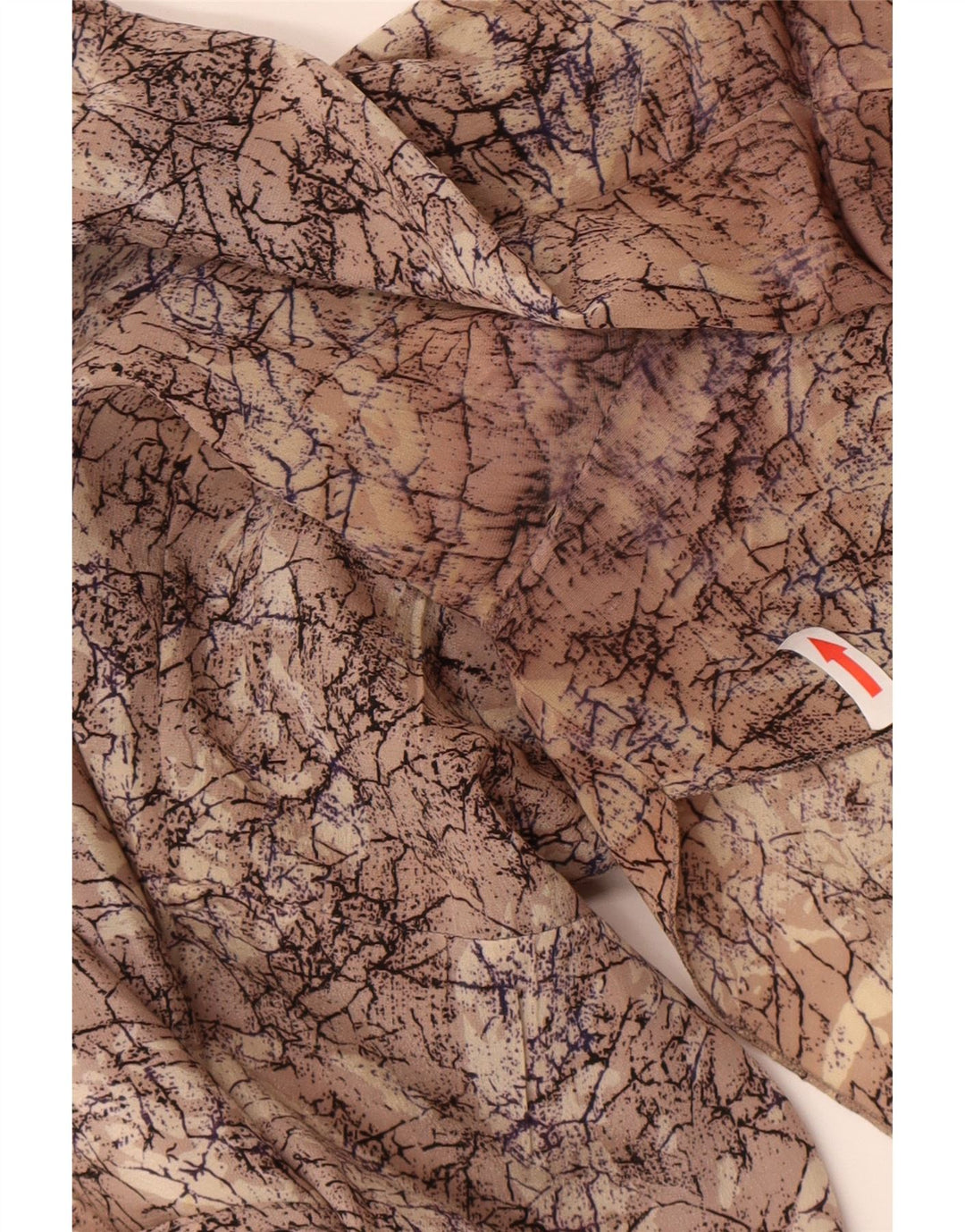 Vintage mujeres patrón abstracto cambio vestido Reino Unido 16 marrón grande