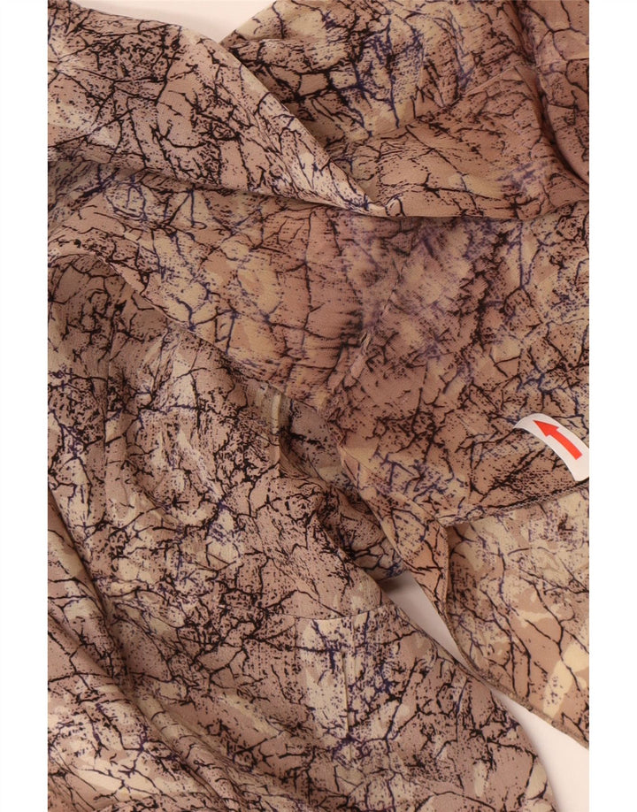 Vintage mujeres patrón abstracto cambio vestido Reino Unido 16 marrón grande