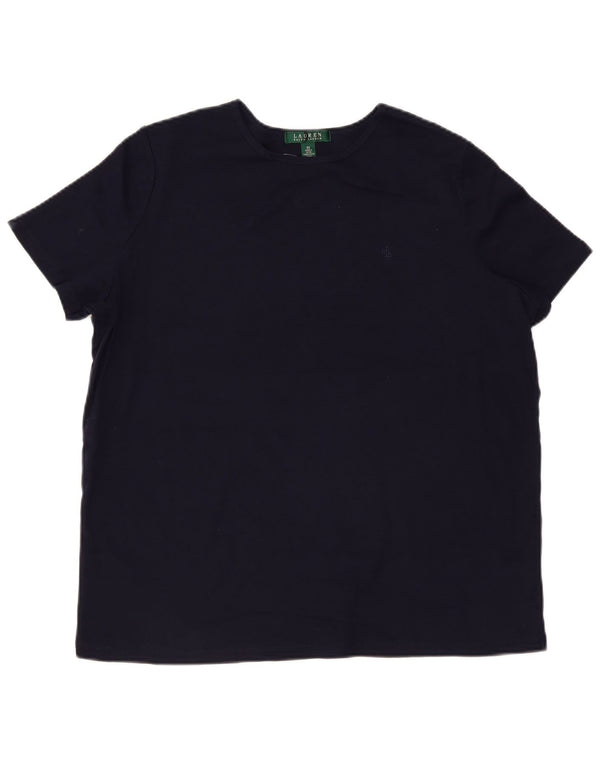 RALPH LAUREN Camiseta para mujer Top UK 22 3XL Azul marino Algodón