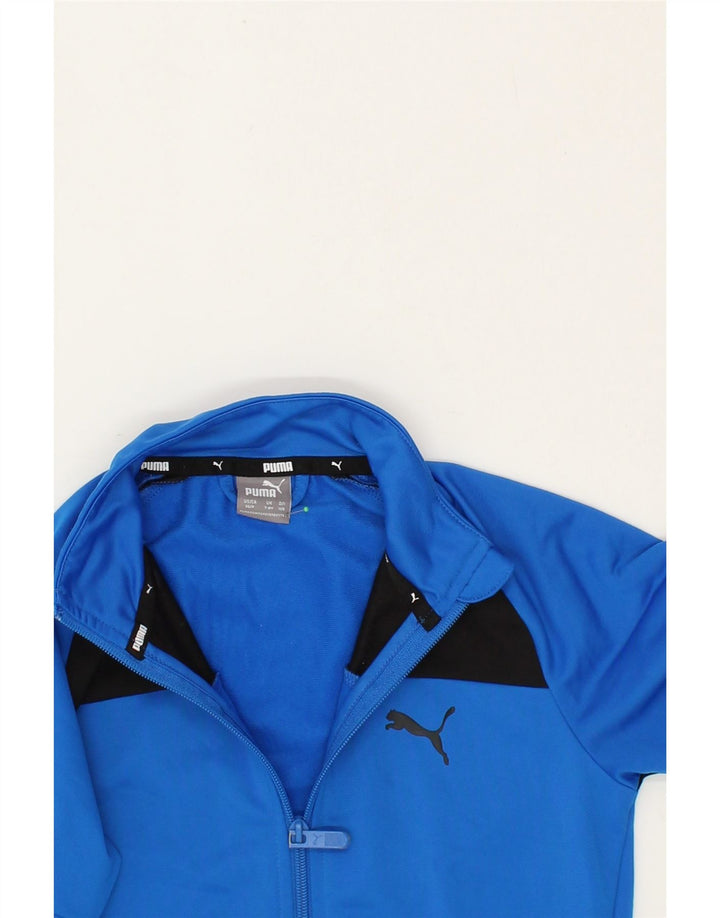 PUMA Boys Tracksuit Top Jacket 7-8 Years Blue Colourblock Polyester Vintage Puma and Second-Hand Puma from Messina Hembry 