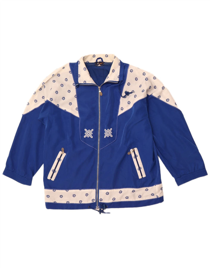 VINTAGE Chaqueta superior de chándal para mujer 2XL Azul Colorblock Retro