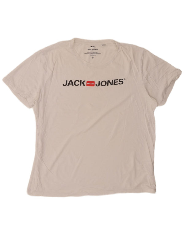 JACK & JONES Mens Graphic T-Shirt Top 2XL White Cotton