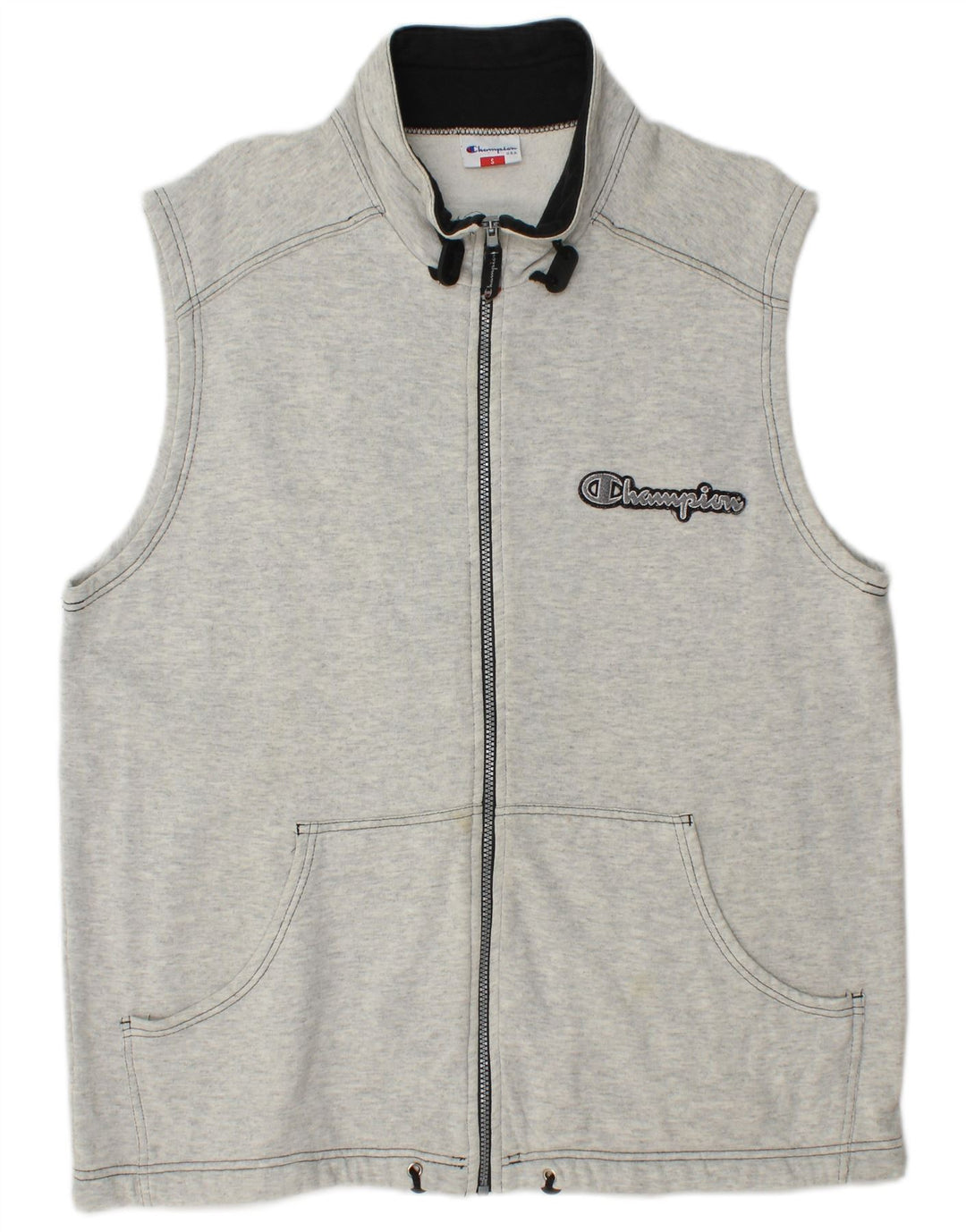 Champion Hombre Gráfico Sin Mangas Chándal Top Chaqueta Pequeño Algodón Gris