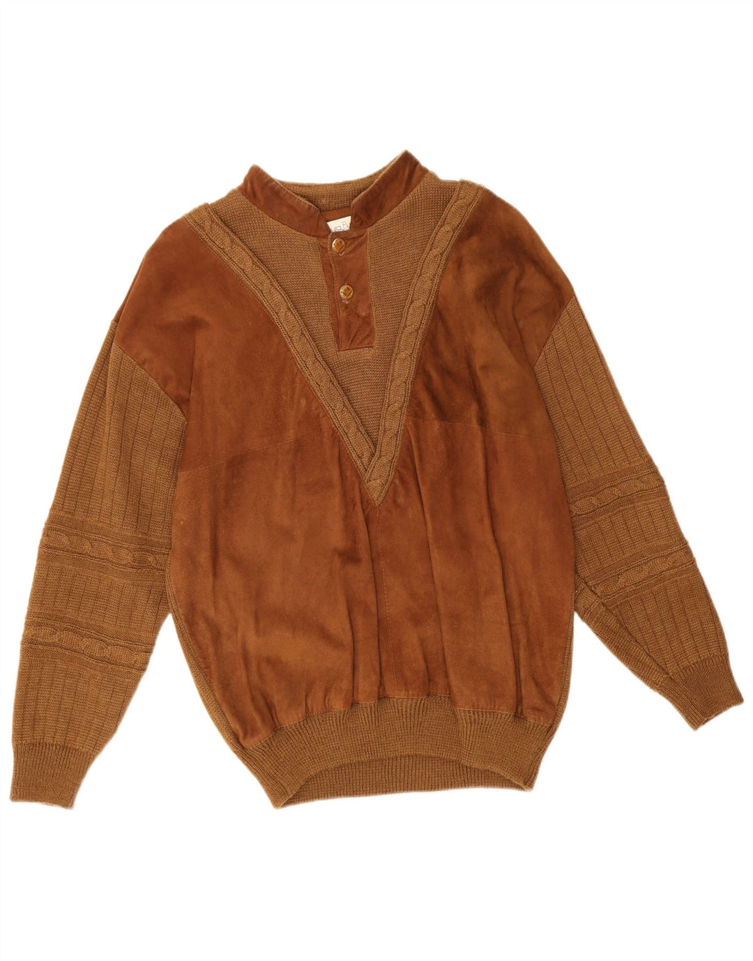 Laura Pucci Suéter tipo jersey con cuello y botones para hombre Marrón medio
