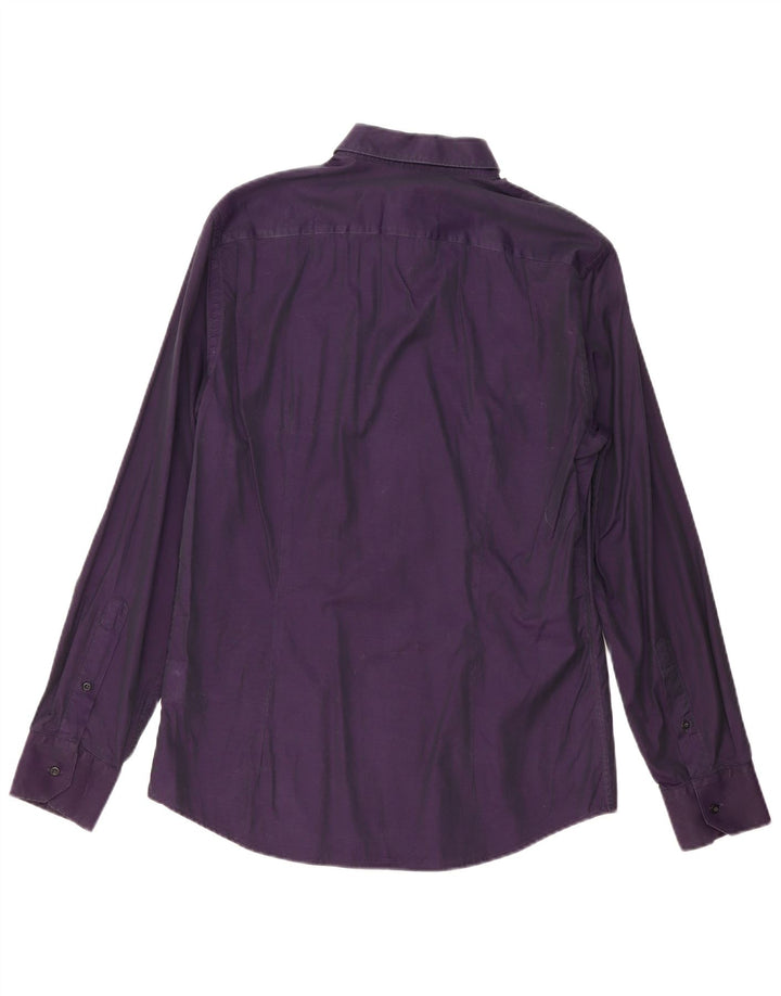 Camisa Trussardi Hombre Talla 40 Mediana Morado Algodón