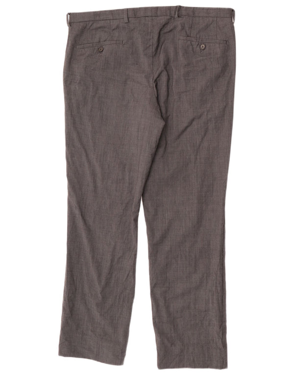 Hugo Boss Pantalón de traje recto para hombre IT 50 Large W35 L29 Lana virgen gris