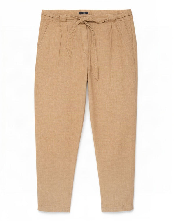 Marks & Spencer Pantalones chinos cónicos para mujer UK 18 XL W38 L29 Beige Linen