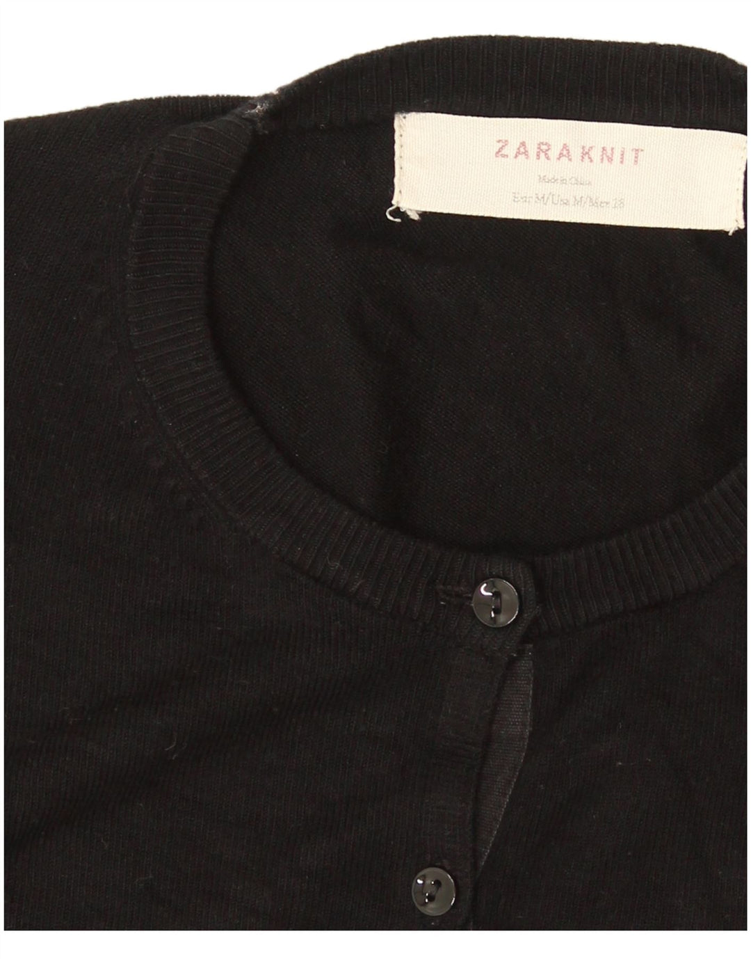 Zara Mujer Cárdigan Suéter UK 12 Mediano Negro