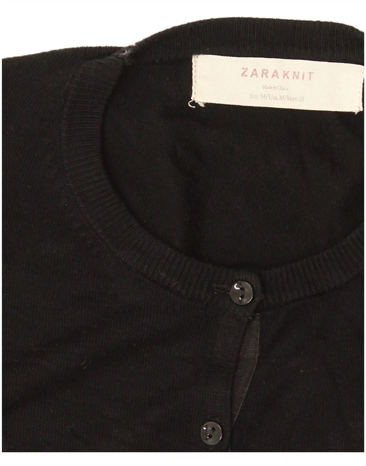 Zara Mujer Cárdigan Suéter UK 12 Mediano Negro