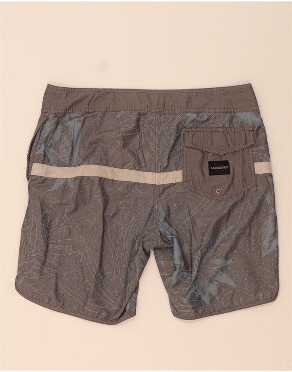 Quiksilver Mens Graphic Swimming Shorts Medium  Grey Floral Cotton