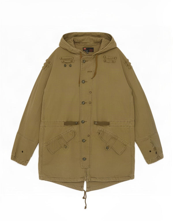 Diesel Chaqueta Parka con Capucha para Hombre UK 42 XL Algodón Caqui